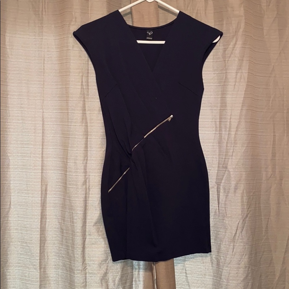 Navy blue side zip mini dress. Worn once.
